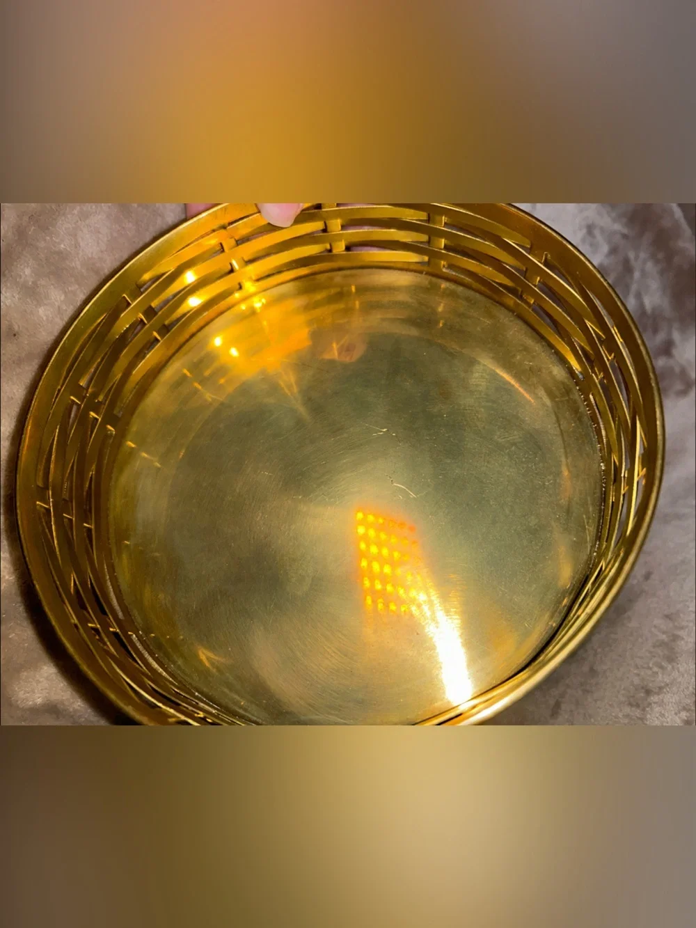 Ralph Lauren Home Gold Tone Brass Woven Luxury Trinket Catchall Bowl Vanity Tray